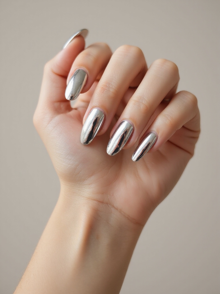 liquid metal chrome nails