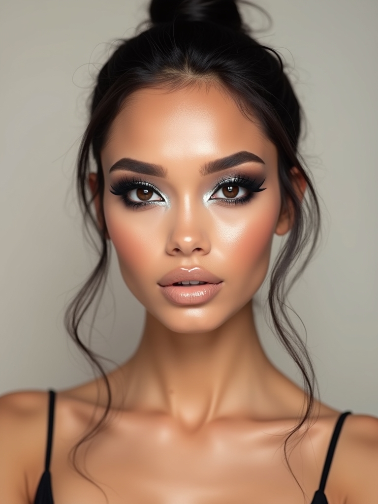 liquid metal glossy smoky eyes