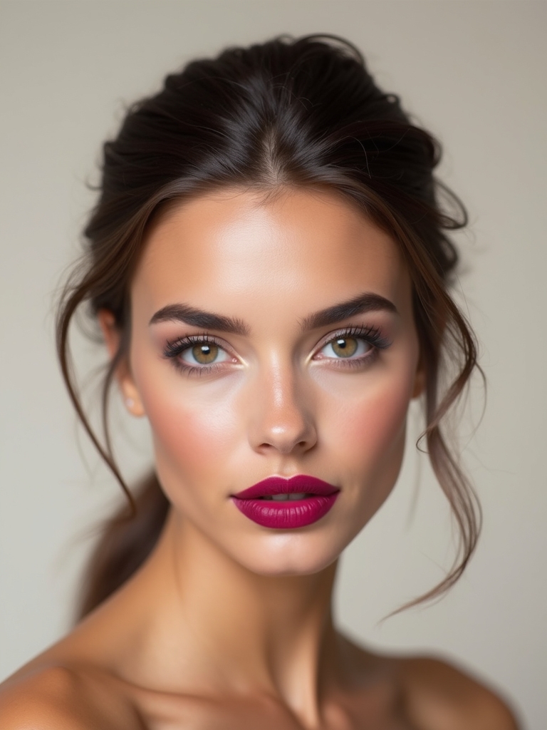 magenta lips minimal eyes