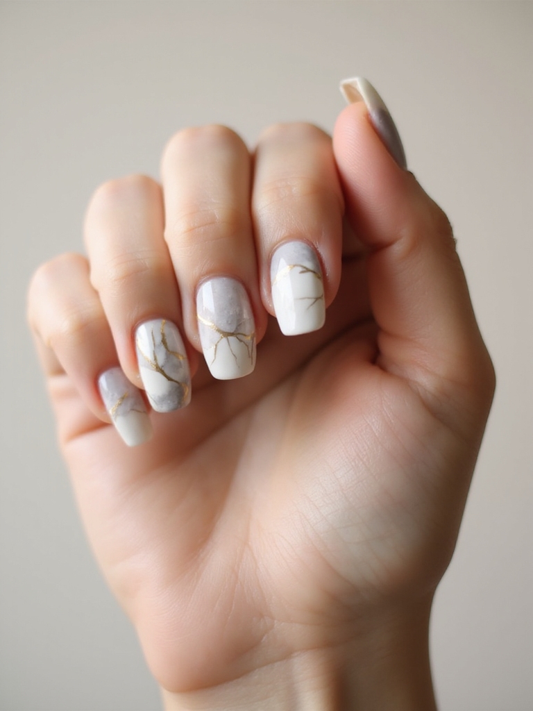 marbled coffin nails with gold