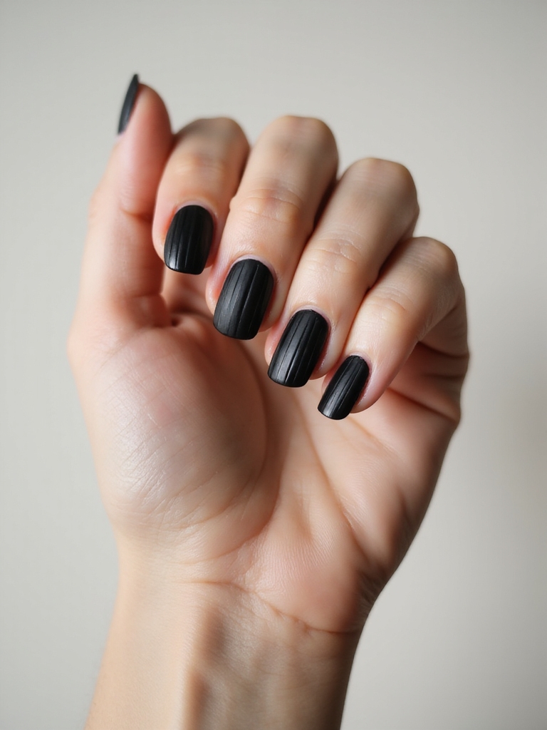 matte black glossy stripe nails