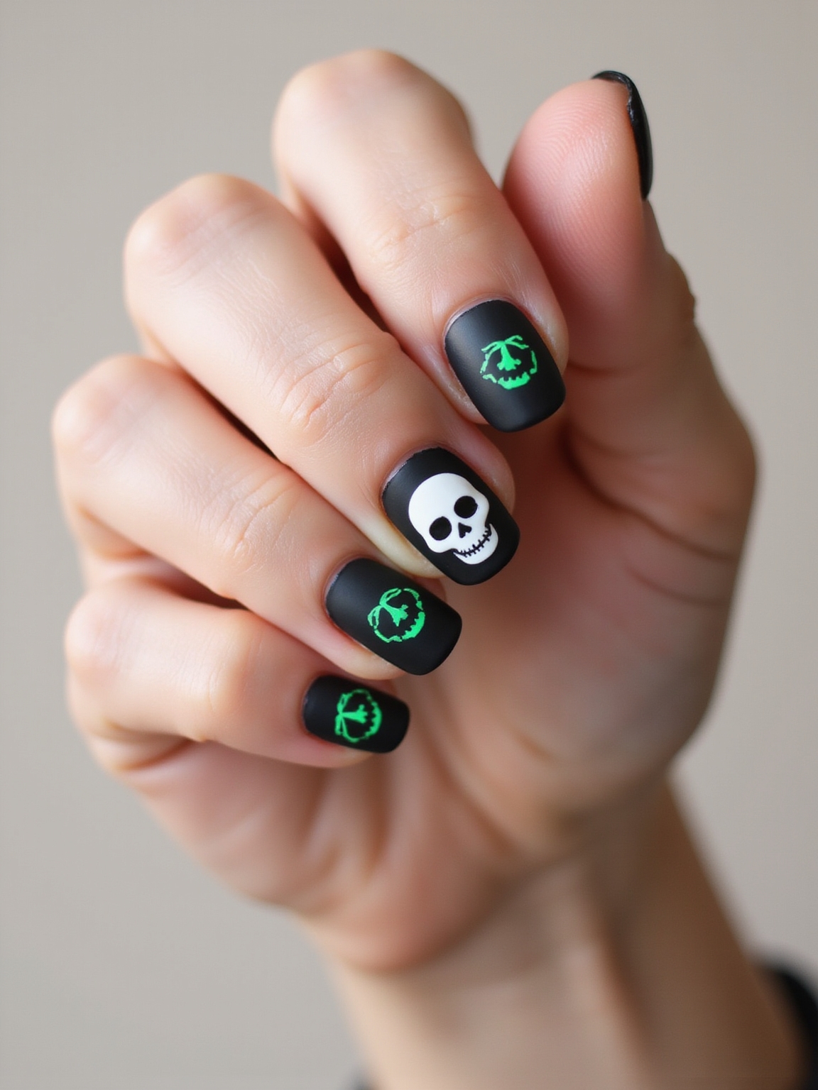 matte black glowing skulls