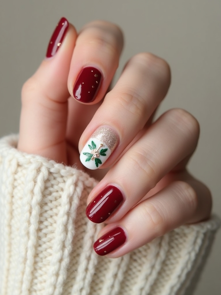matte cable knit winter manicure