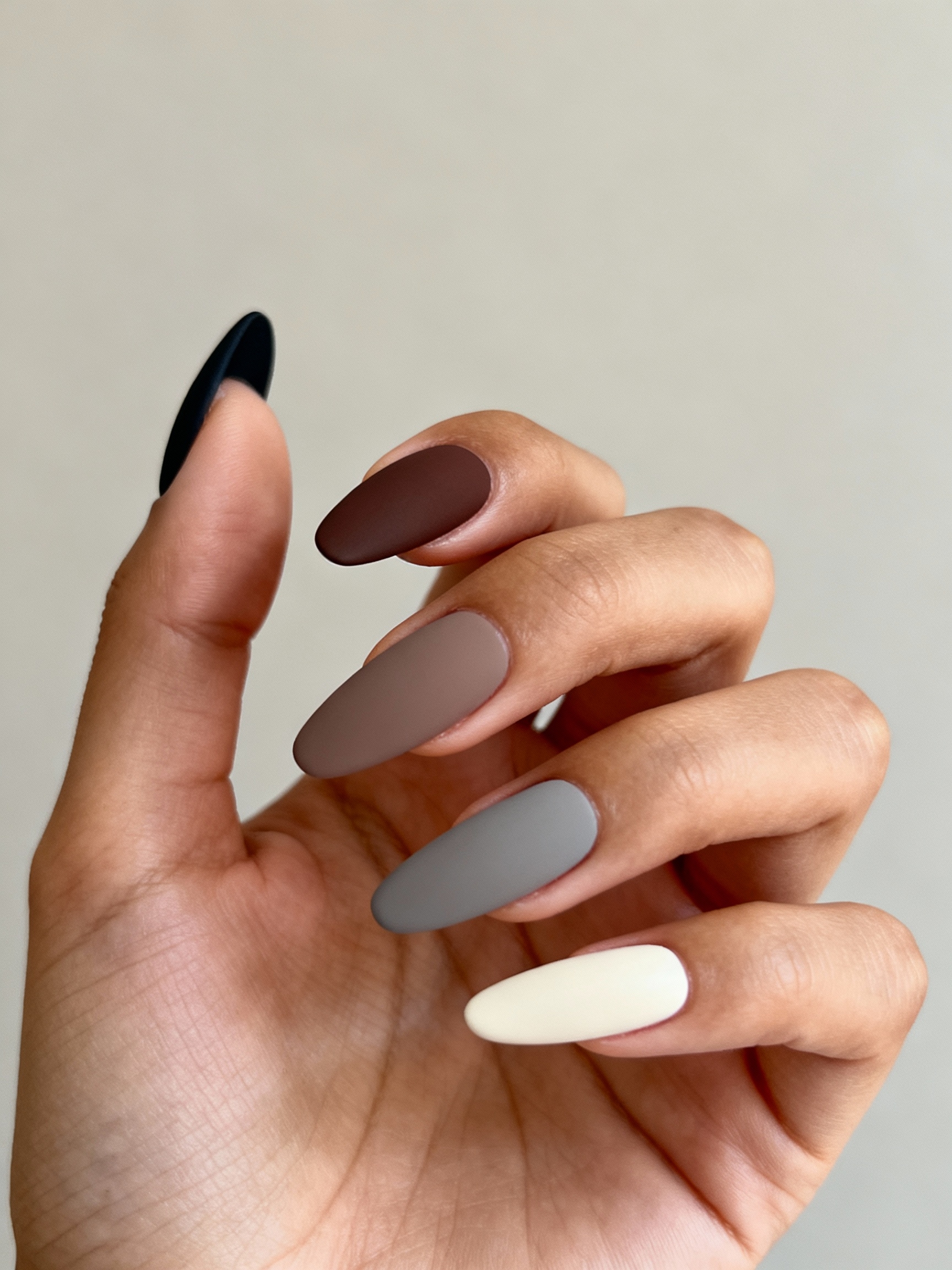 matte monochrome velvet nails