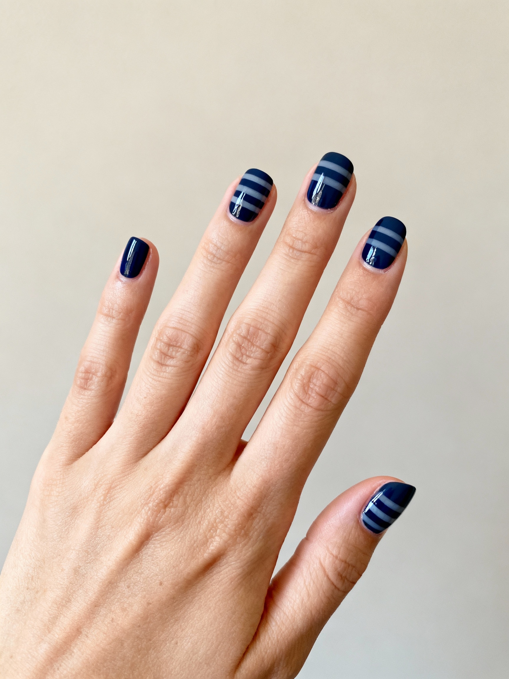 matte navy with glossy stripes