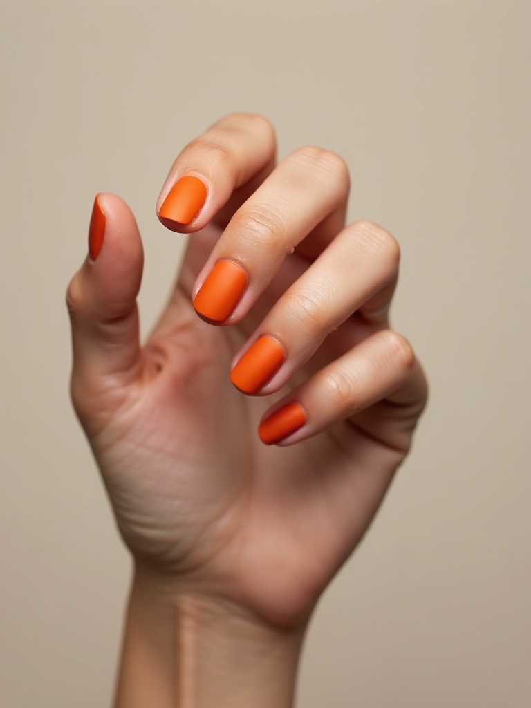 matte pumpkin spice manicure