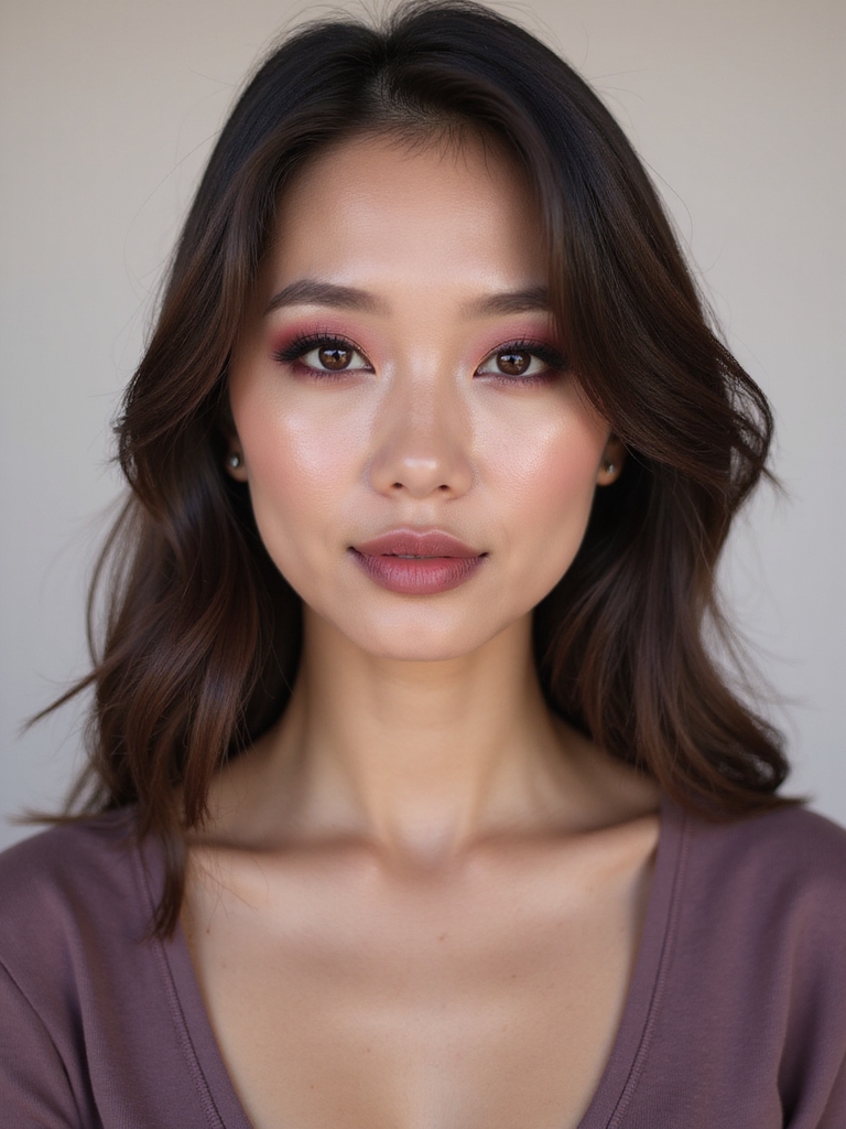 mauve soft focus romantic makeup