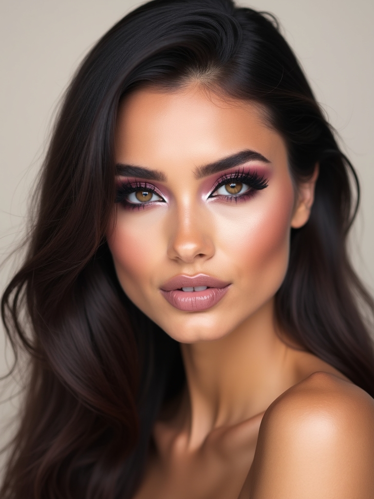 mauve toned cohesive makeup look