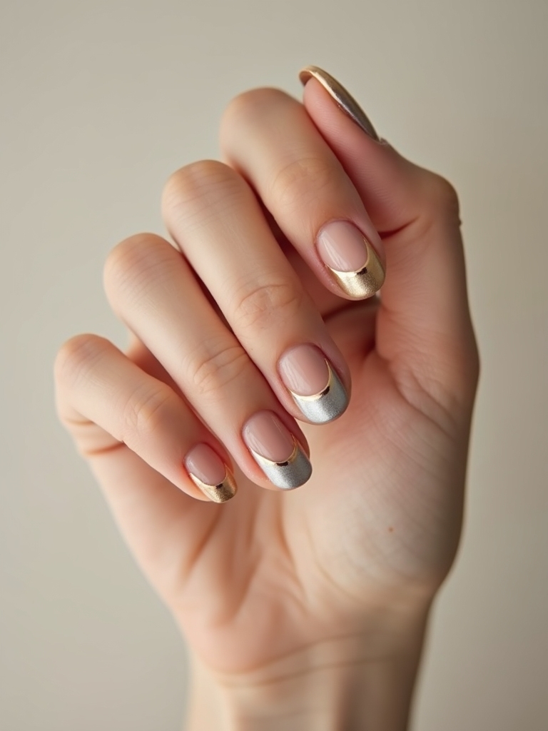 metallic half moon nail accents