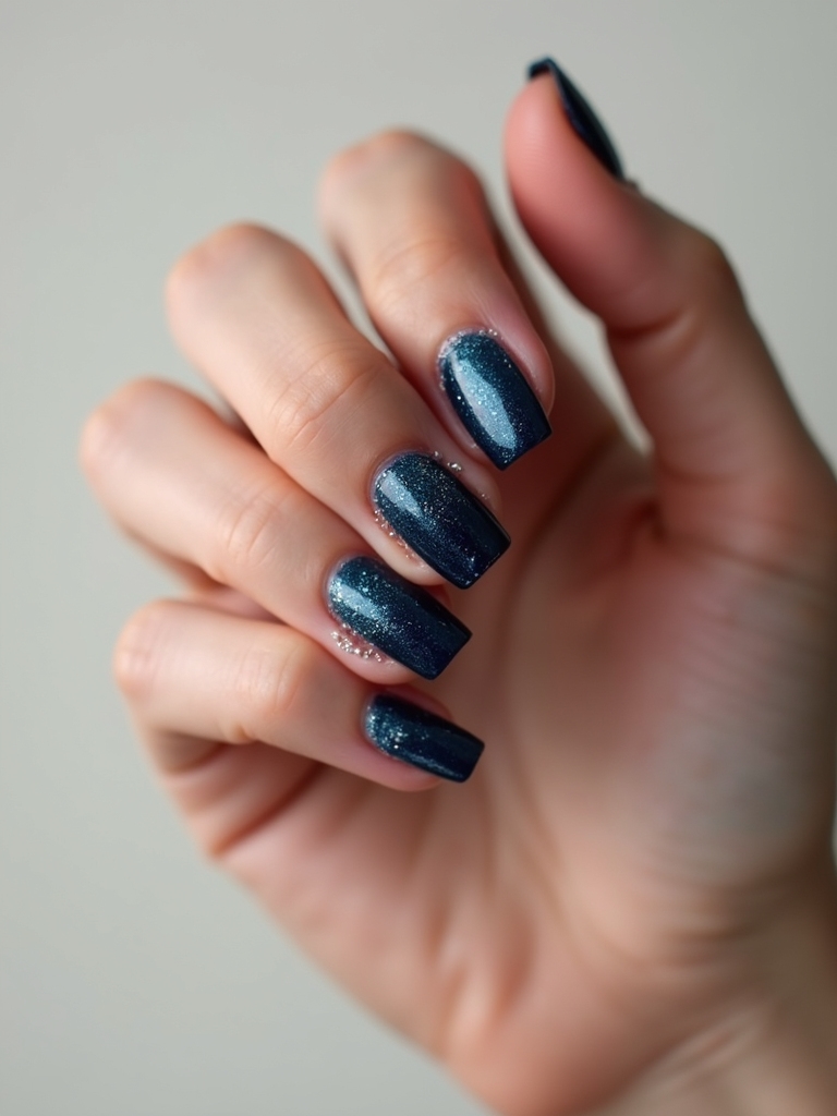 midnight aurora glitter nails