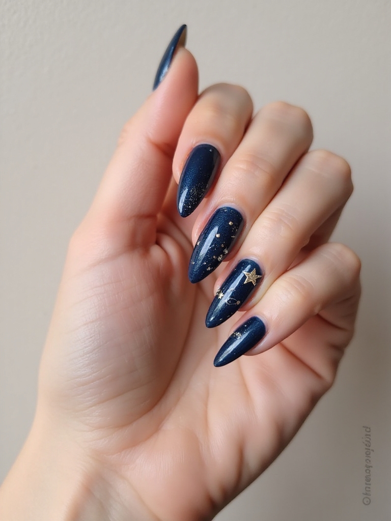 midnight crystal constellation manicure