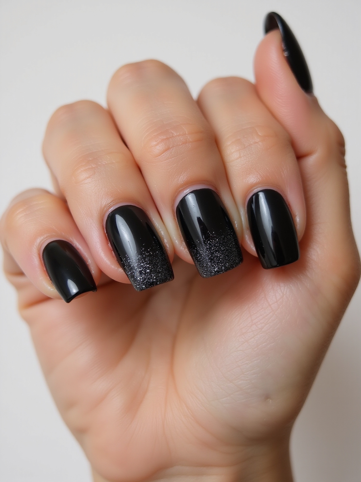 midnight glittered ombr tips