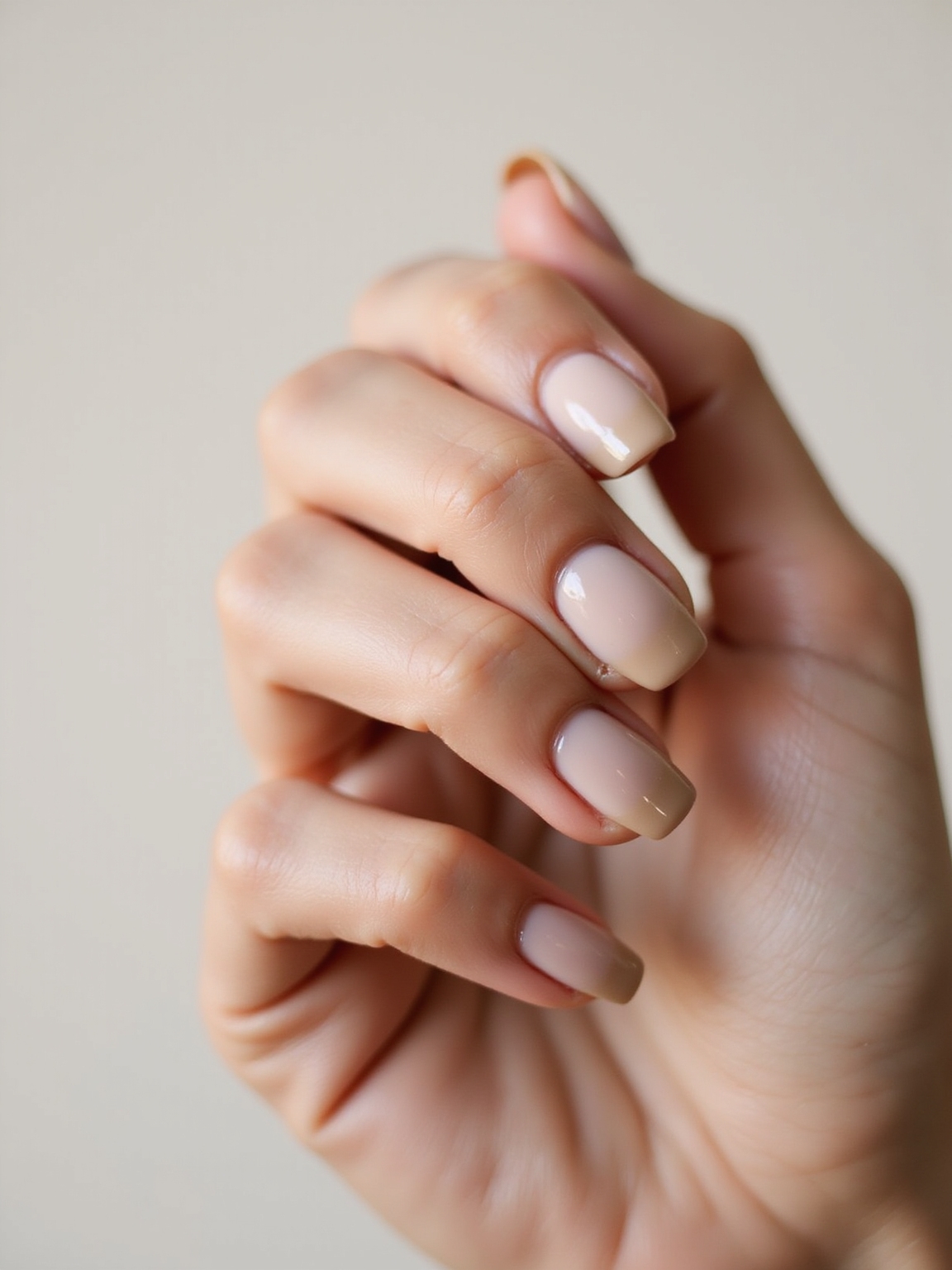 milky beige glossy neutral nails