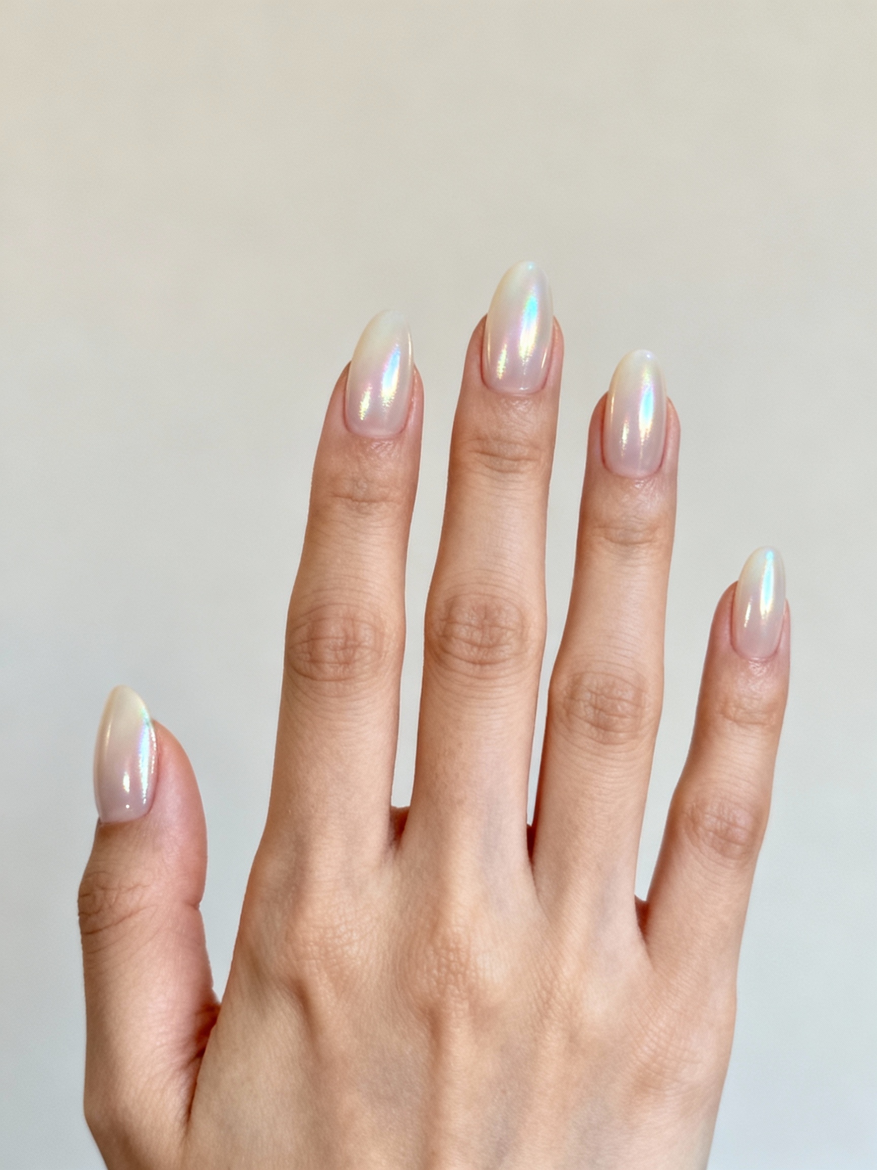 milky glazed almond acrylics shine