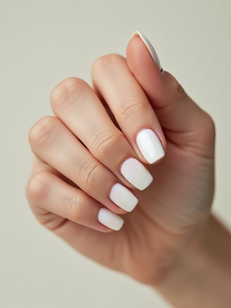 milky nails with opalescent shimmer