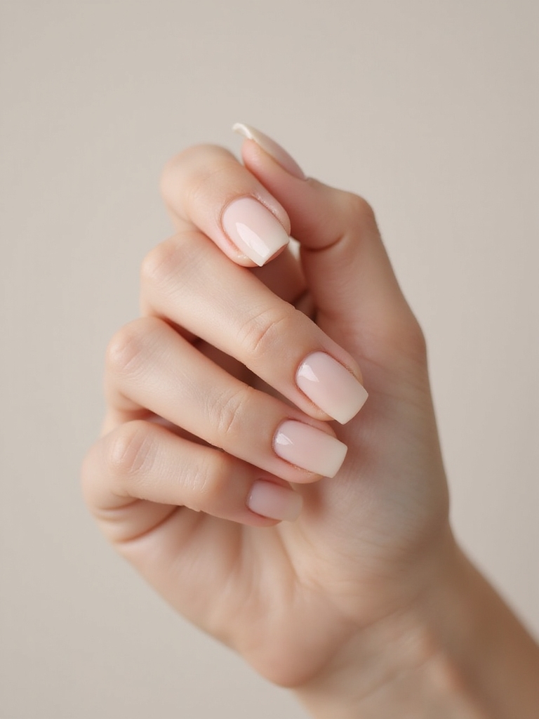 milky nude sheer manicure