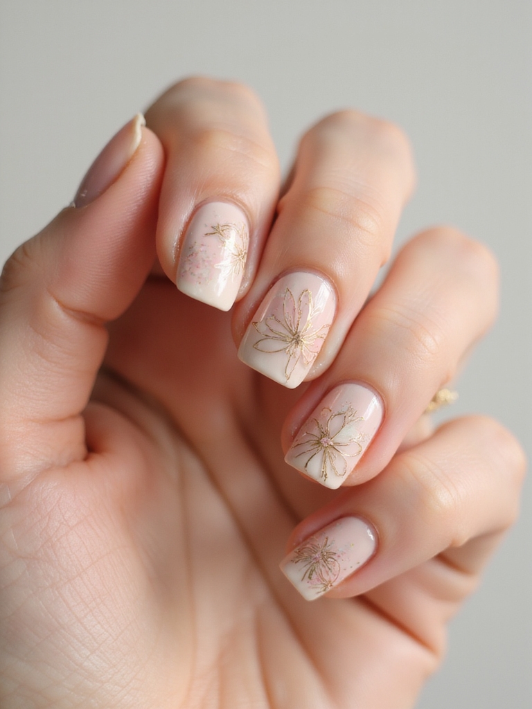 minimal metallic floral outline