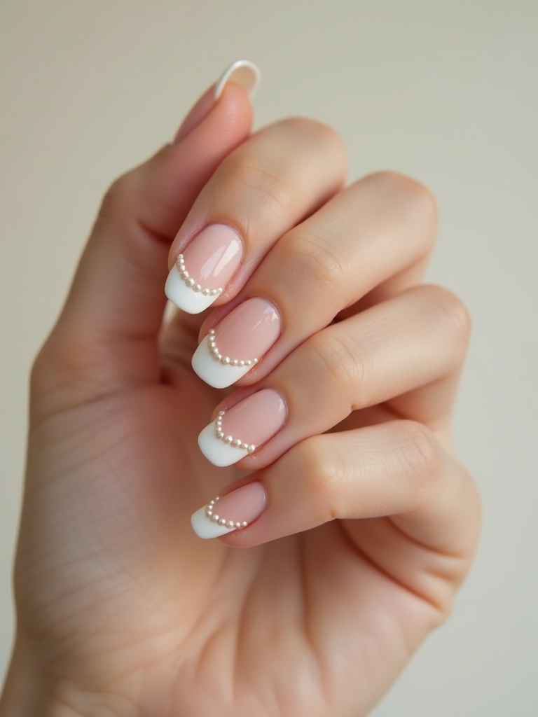 minimal pearl accented french manicure