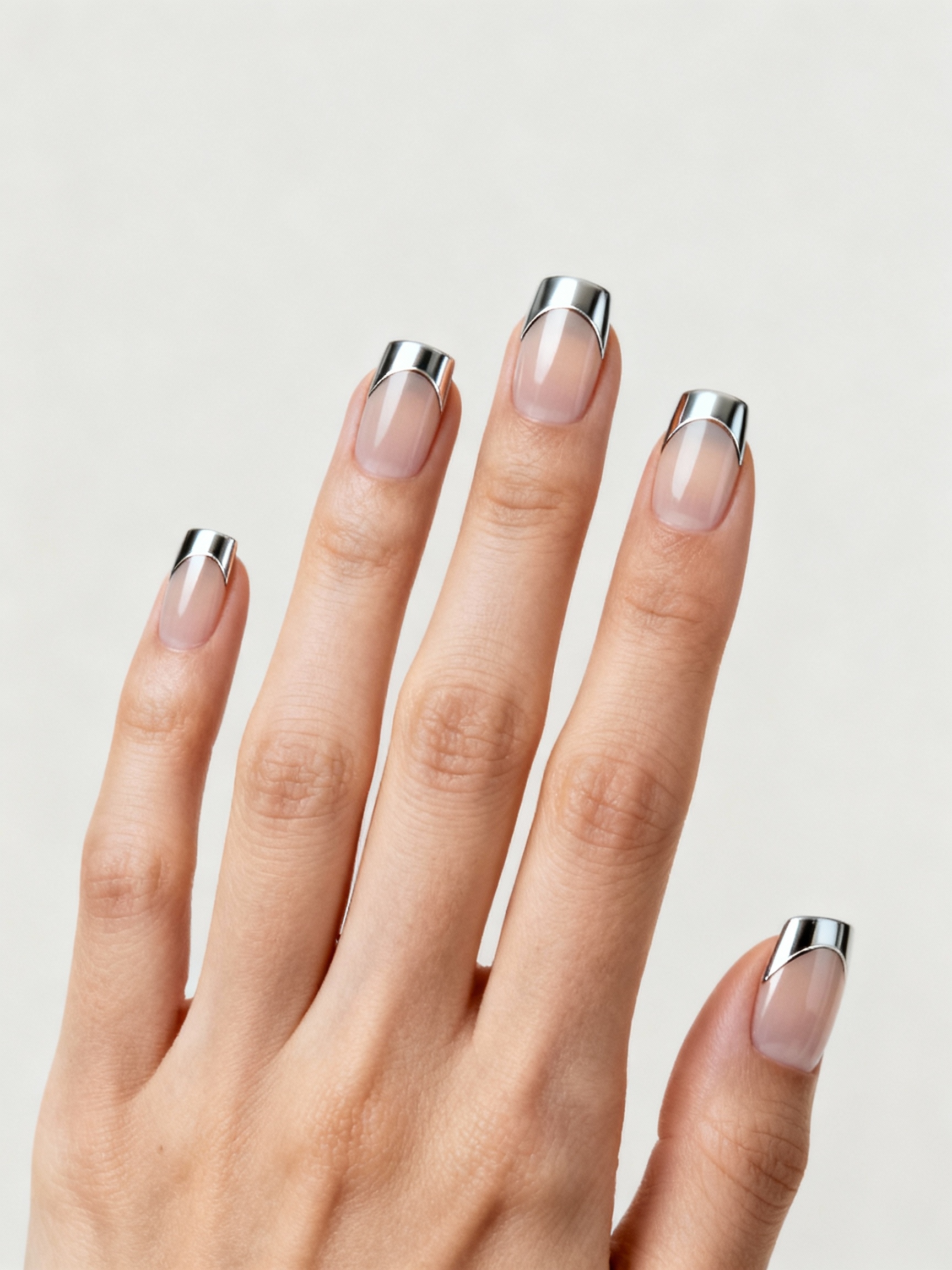 minimalist chrome french tips