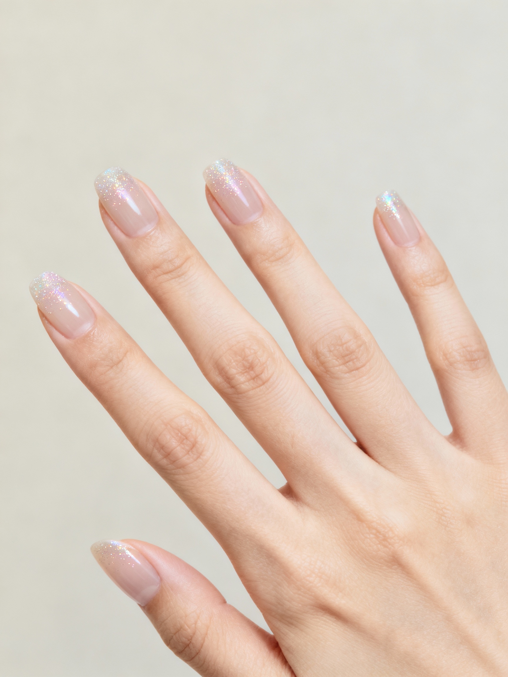 minimalist glittered sheer tips