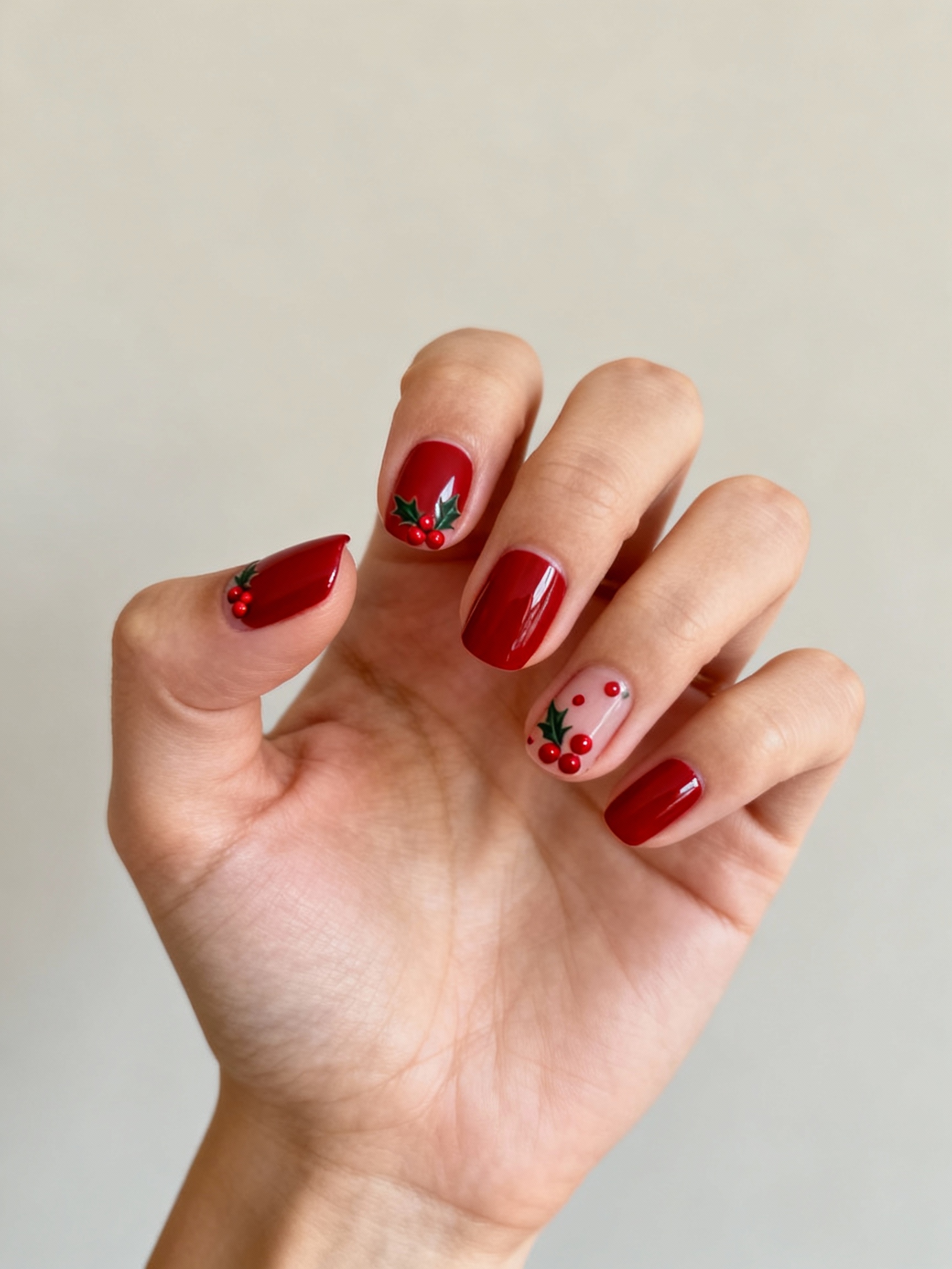 minimalist glossy cranberry berry dots