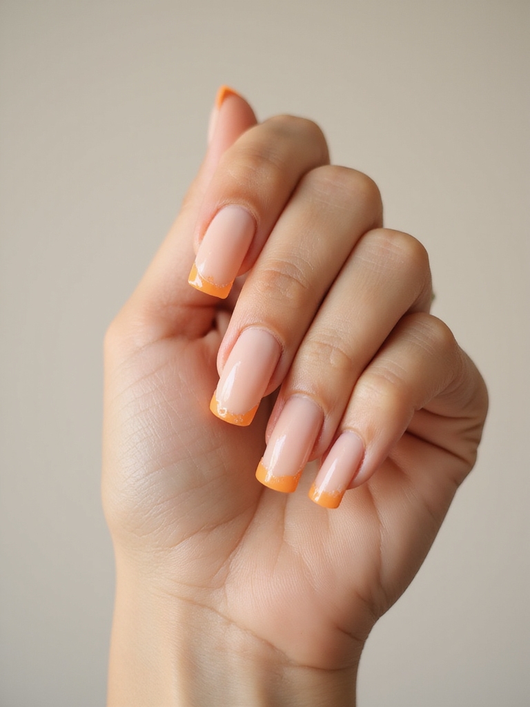 minimalist orange micro line manicure