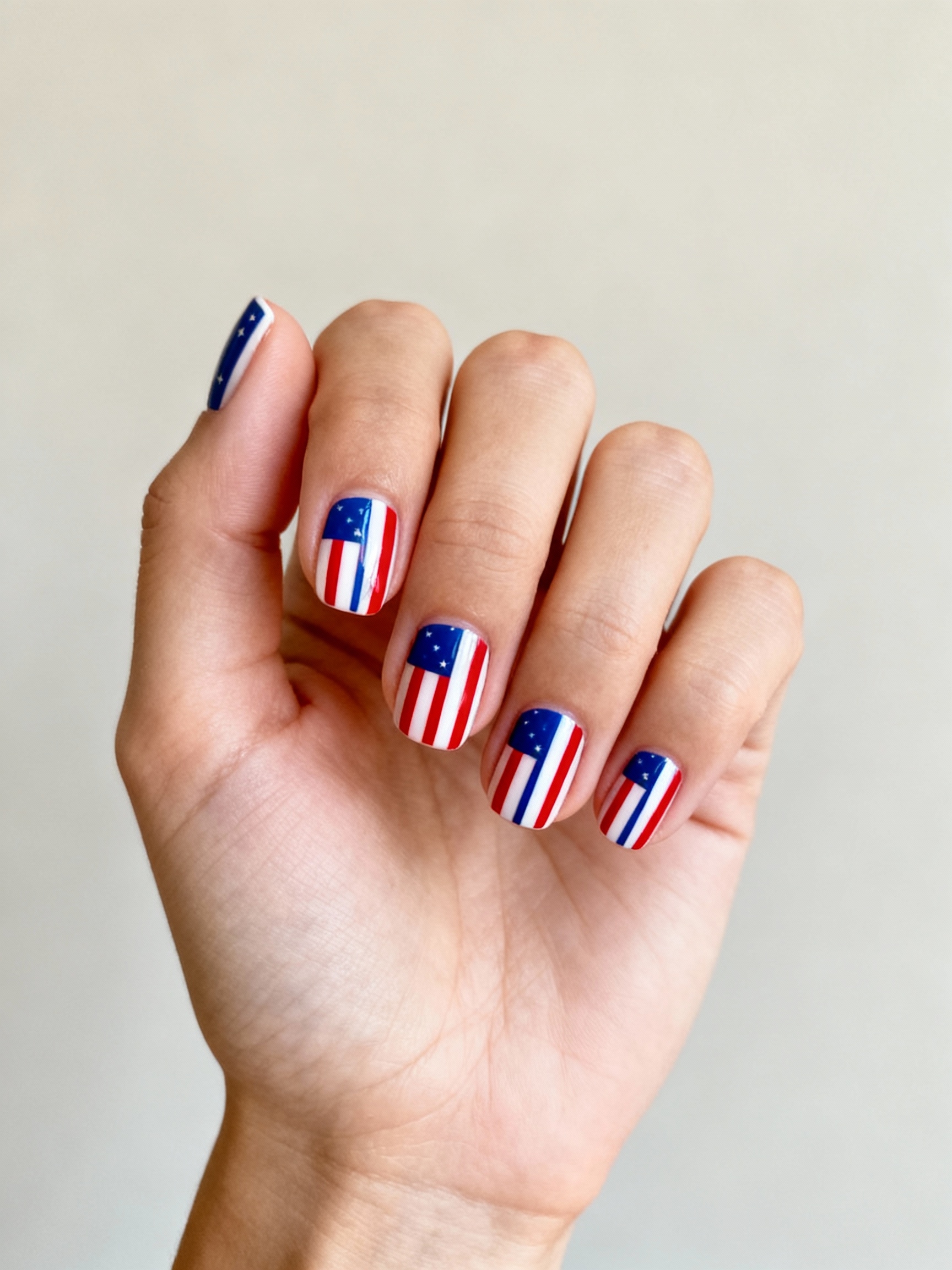 minimalist red white blue accents