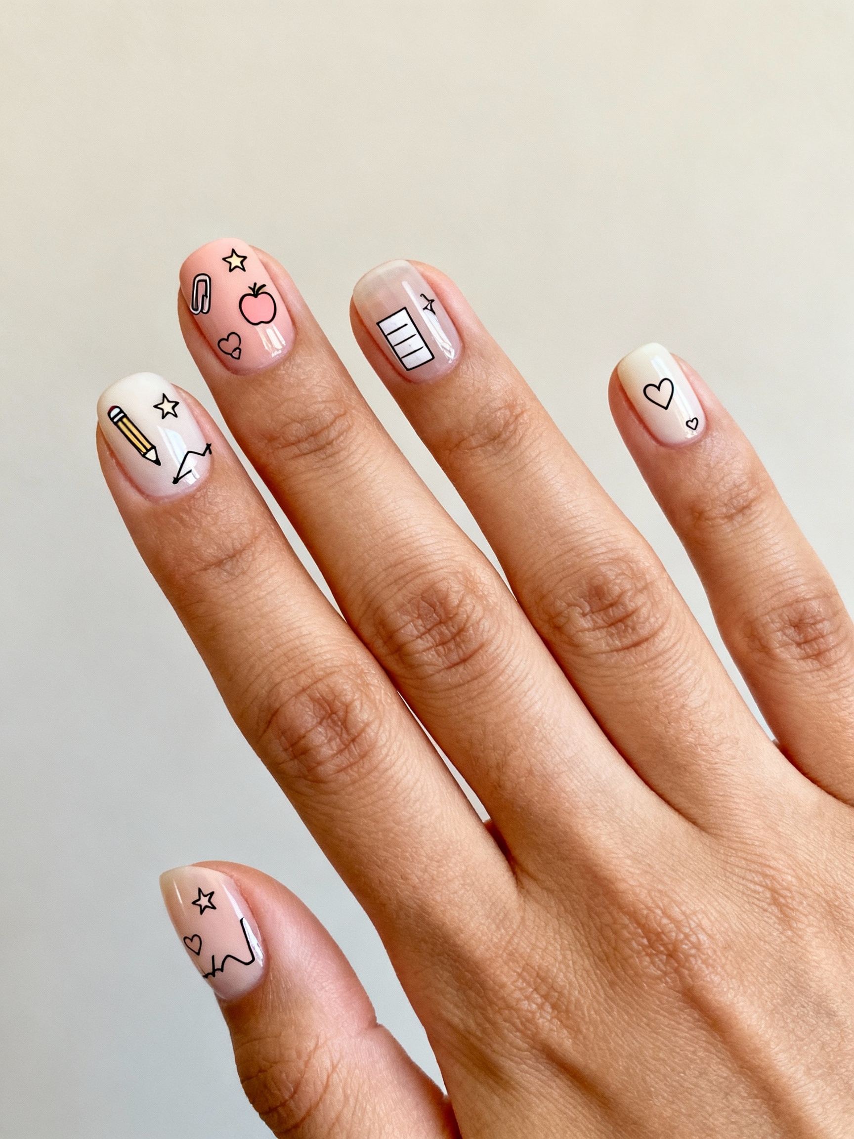 minimalist school themed nail art