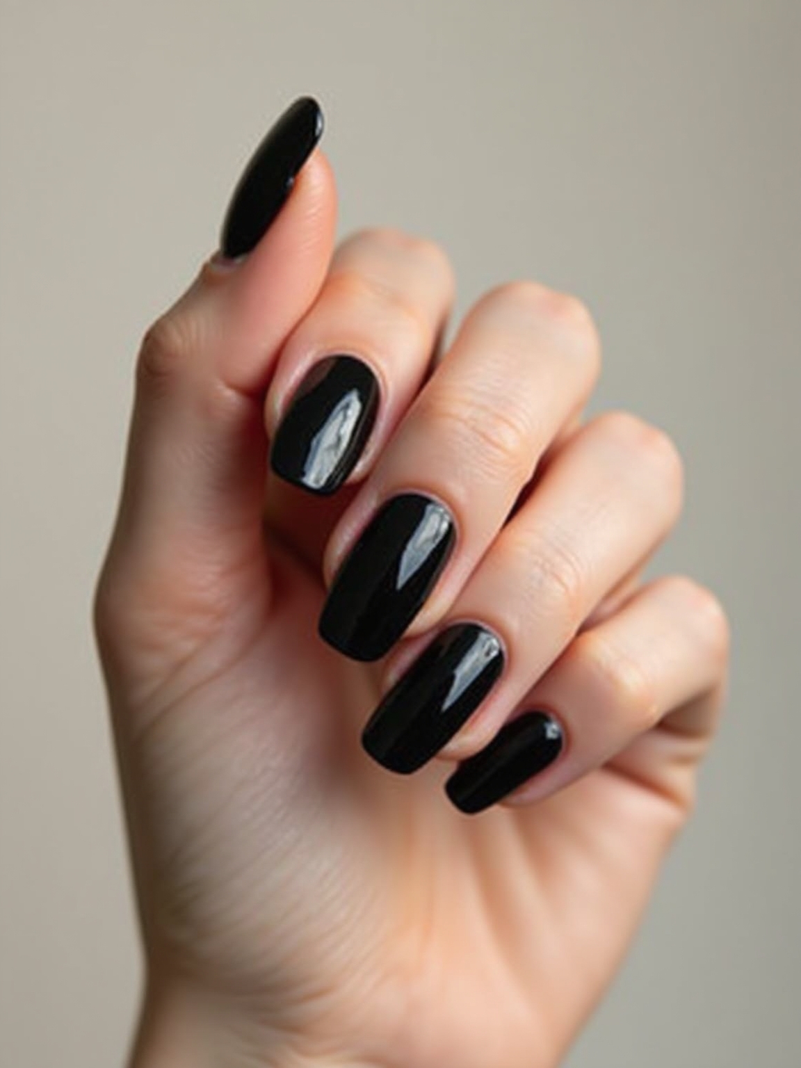 mirror black glossy witchy chic nails