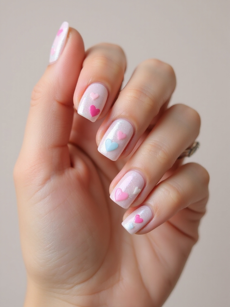 mirror finish pastel heart accents