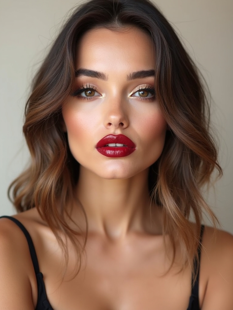 mirror finish sculpted glossy lips