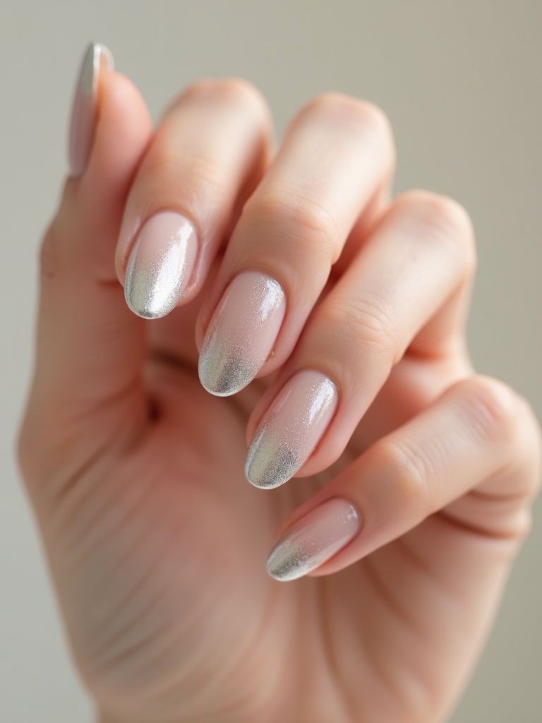 mirror gradient metallic ballerina tips