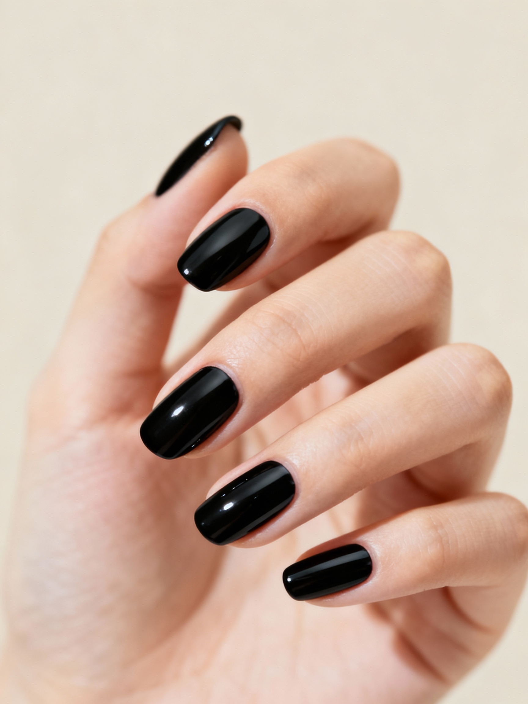 mirror like glossy black nails