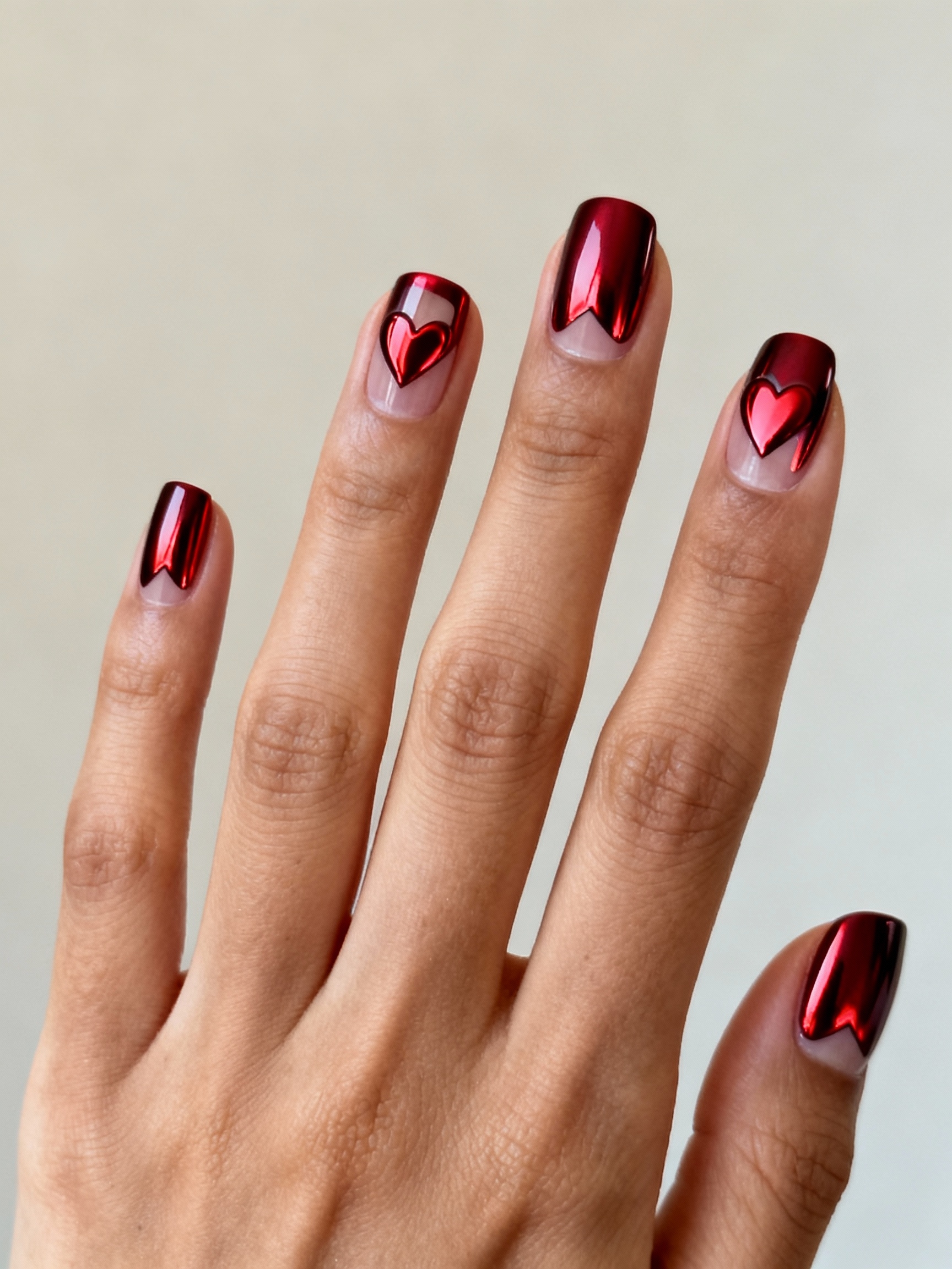 mirror red hearts sheer negative space