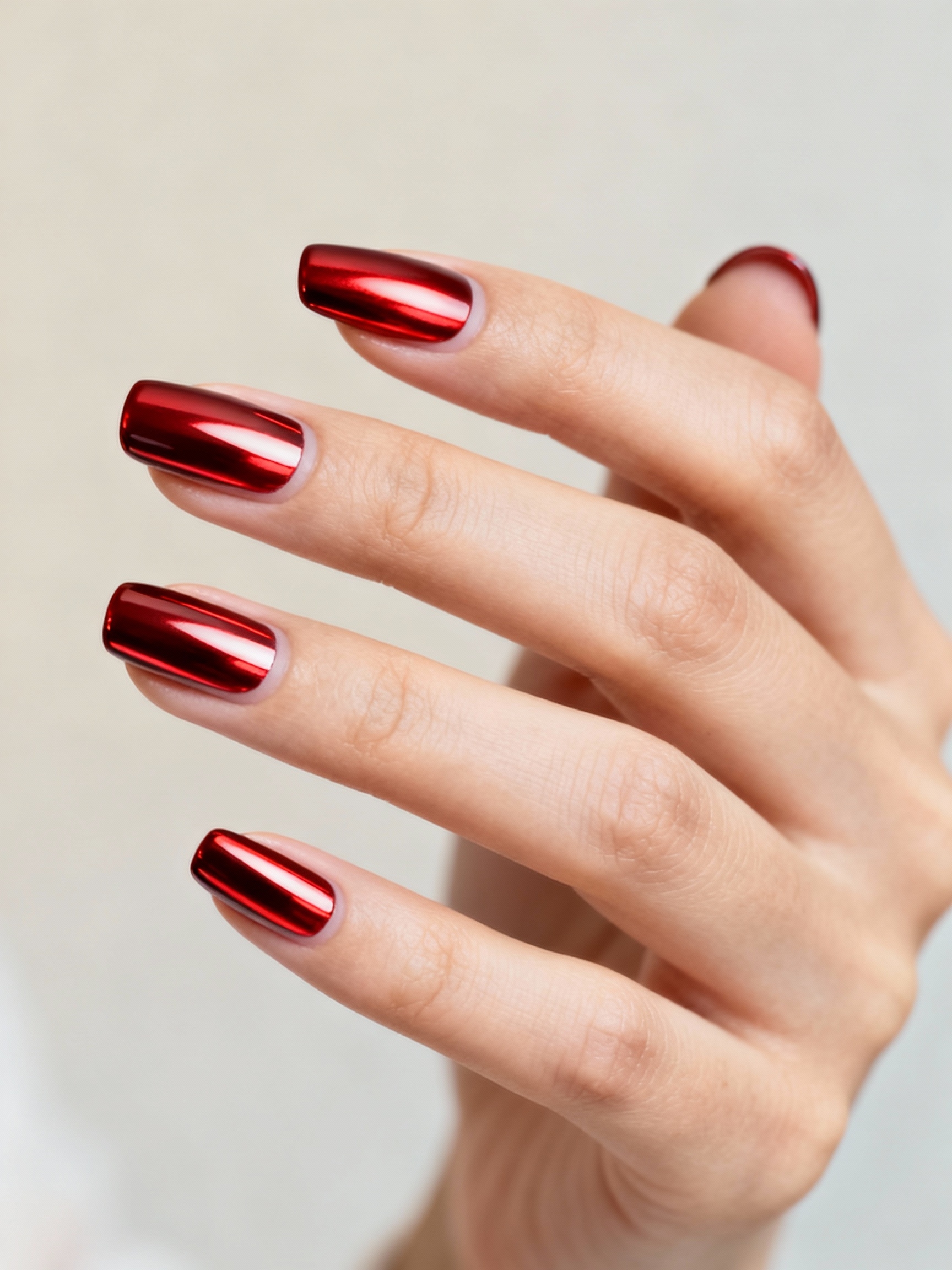 mirrored chrome red french tips
