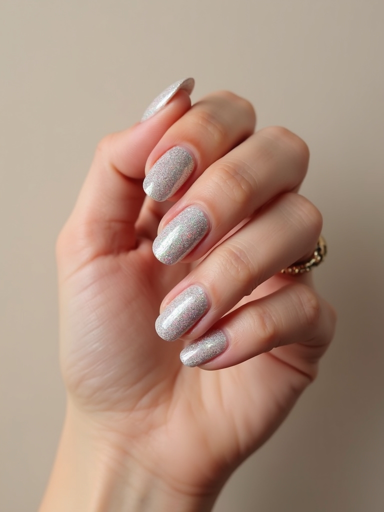 mirrored glitter gradient nails