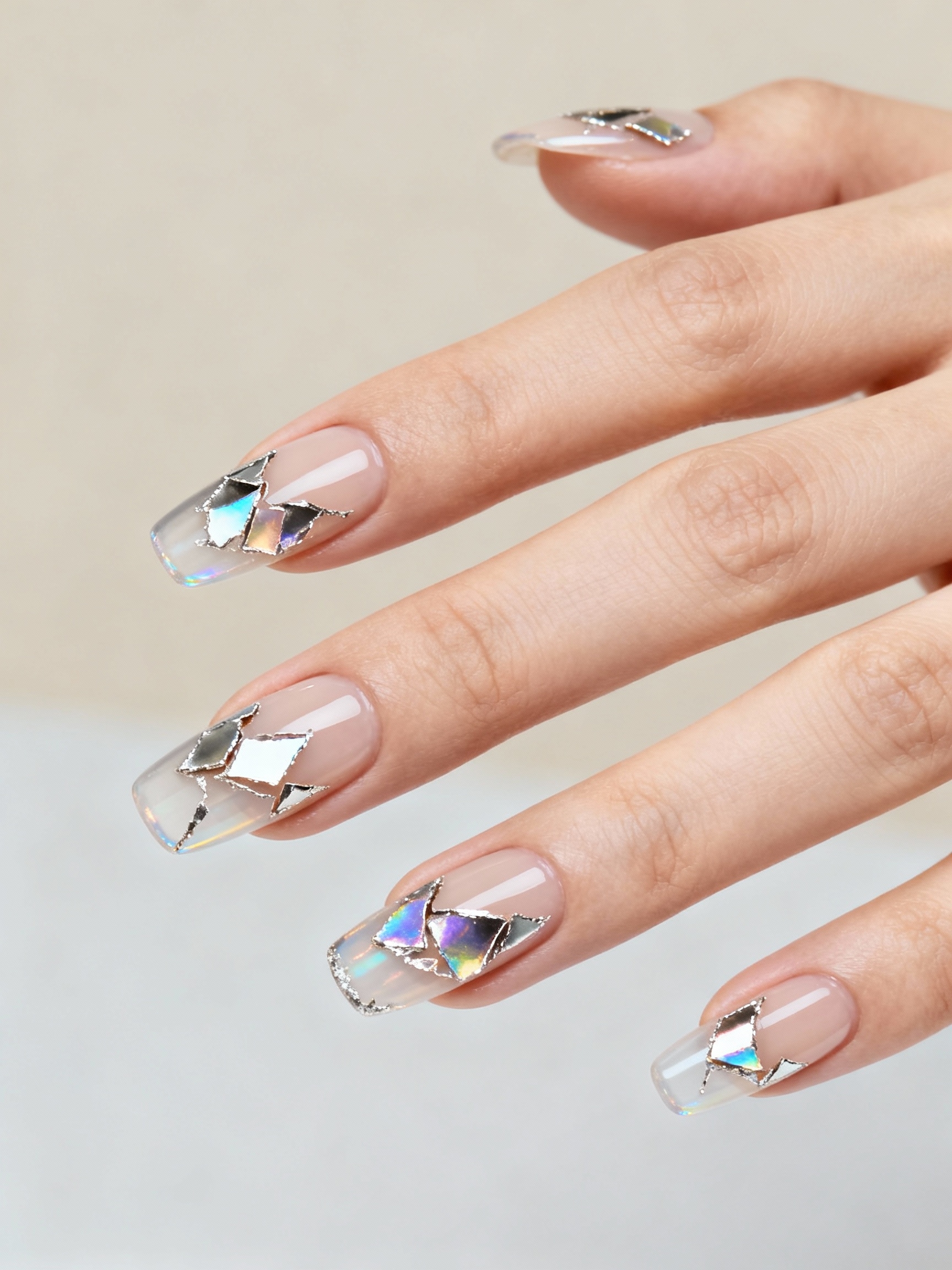 mirrored metallic shard inlays