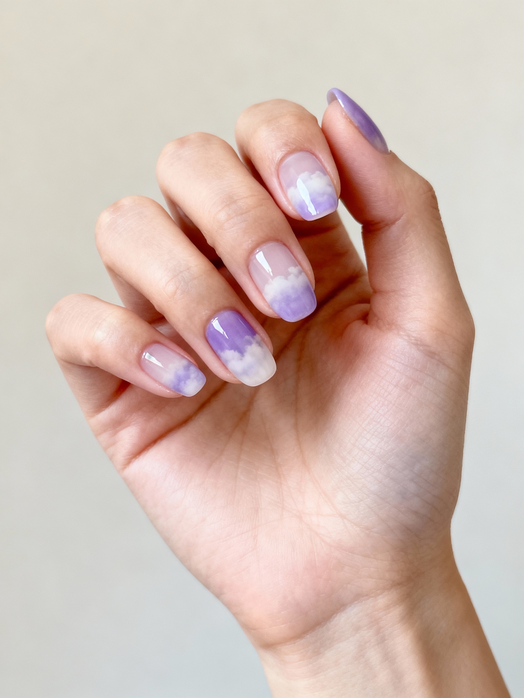 misty lavender ombre nails