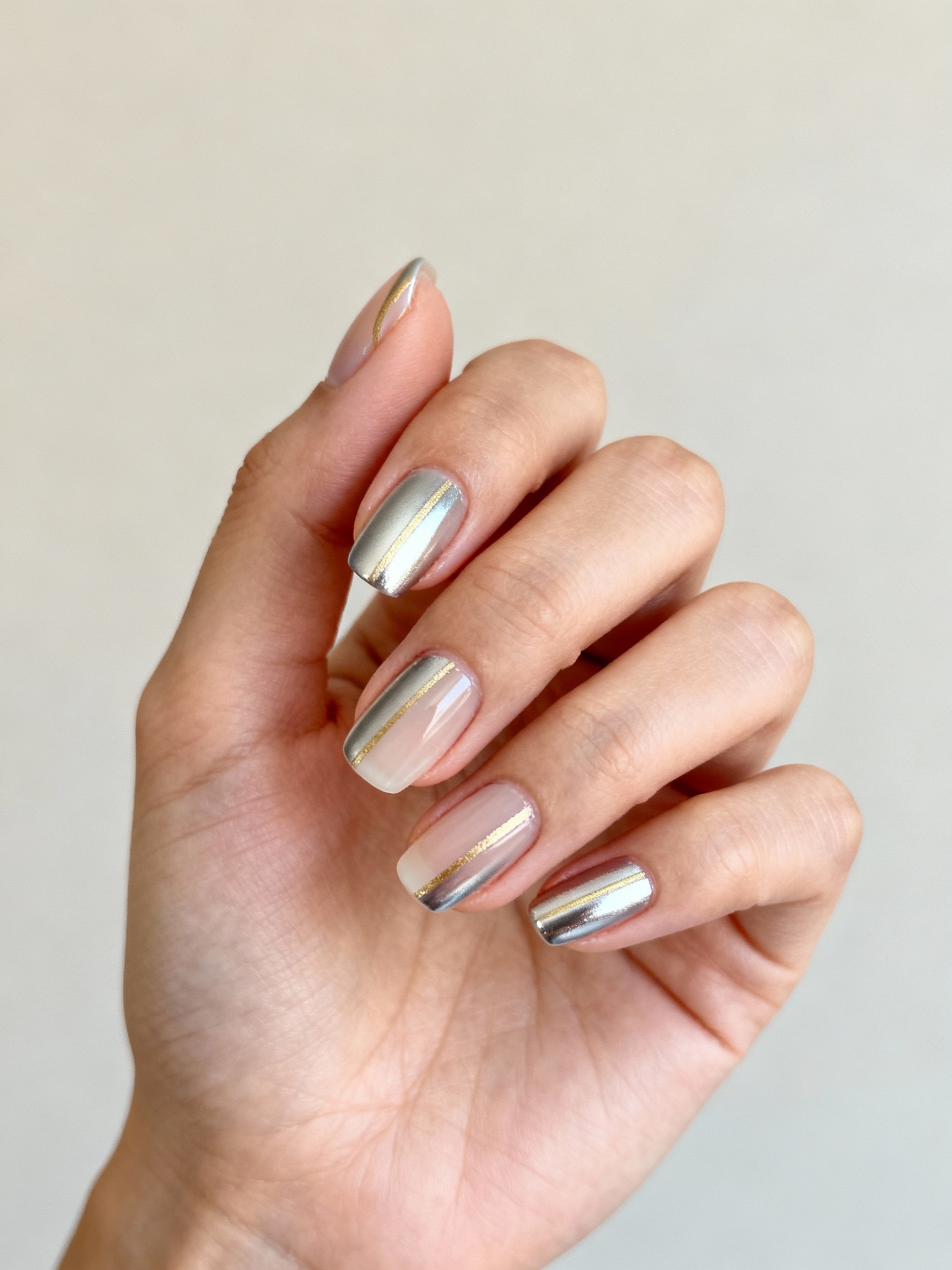 mixed metal minimalist stripe accents