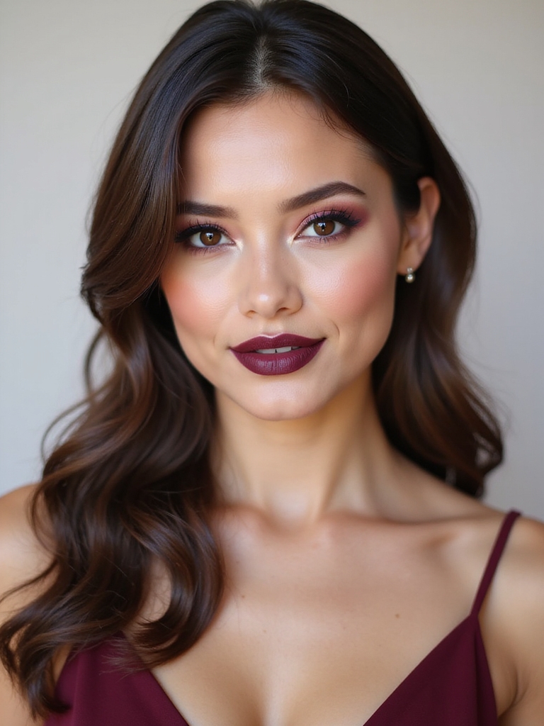 monochrome berry makeup look