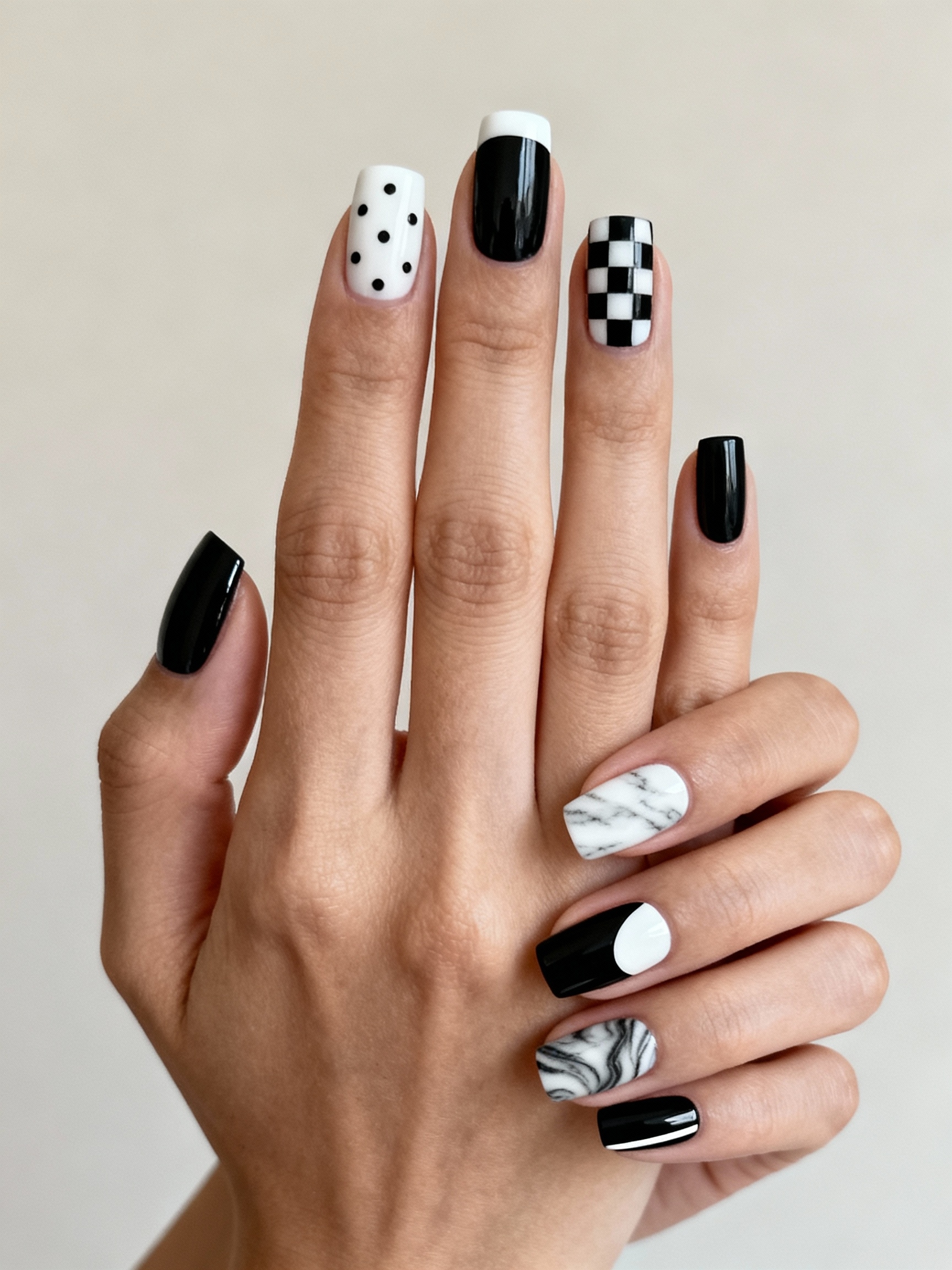 monochrome nails minimalist dramatic designs