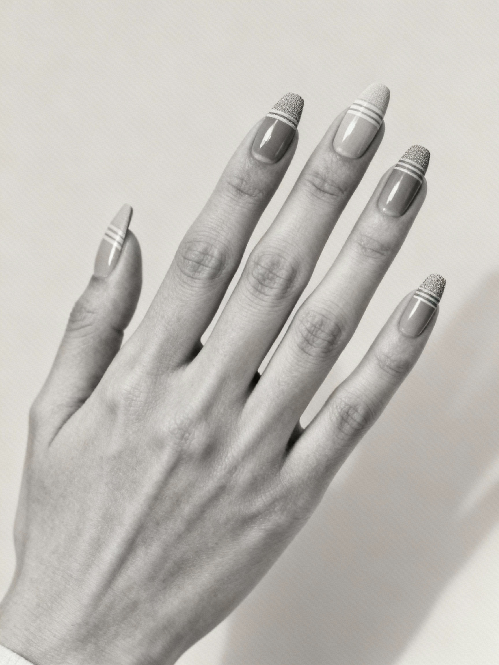 monochrome textured minimalist nailart