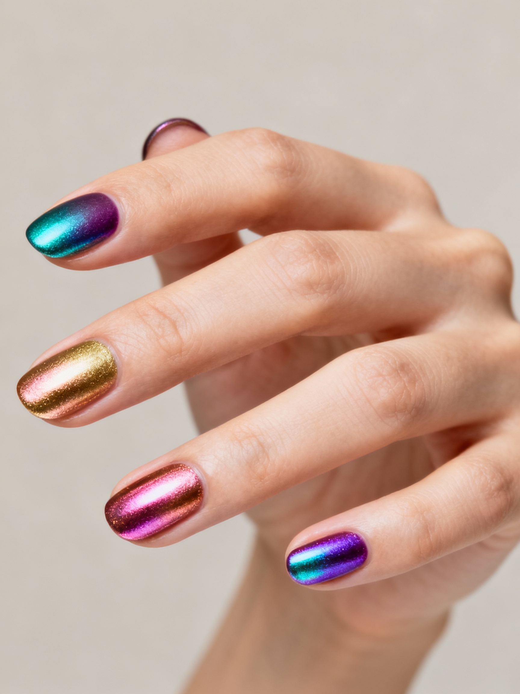 multichrome editorial shift nails