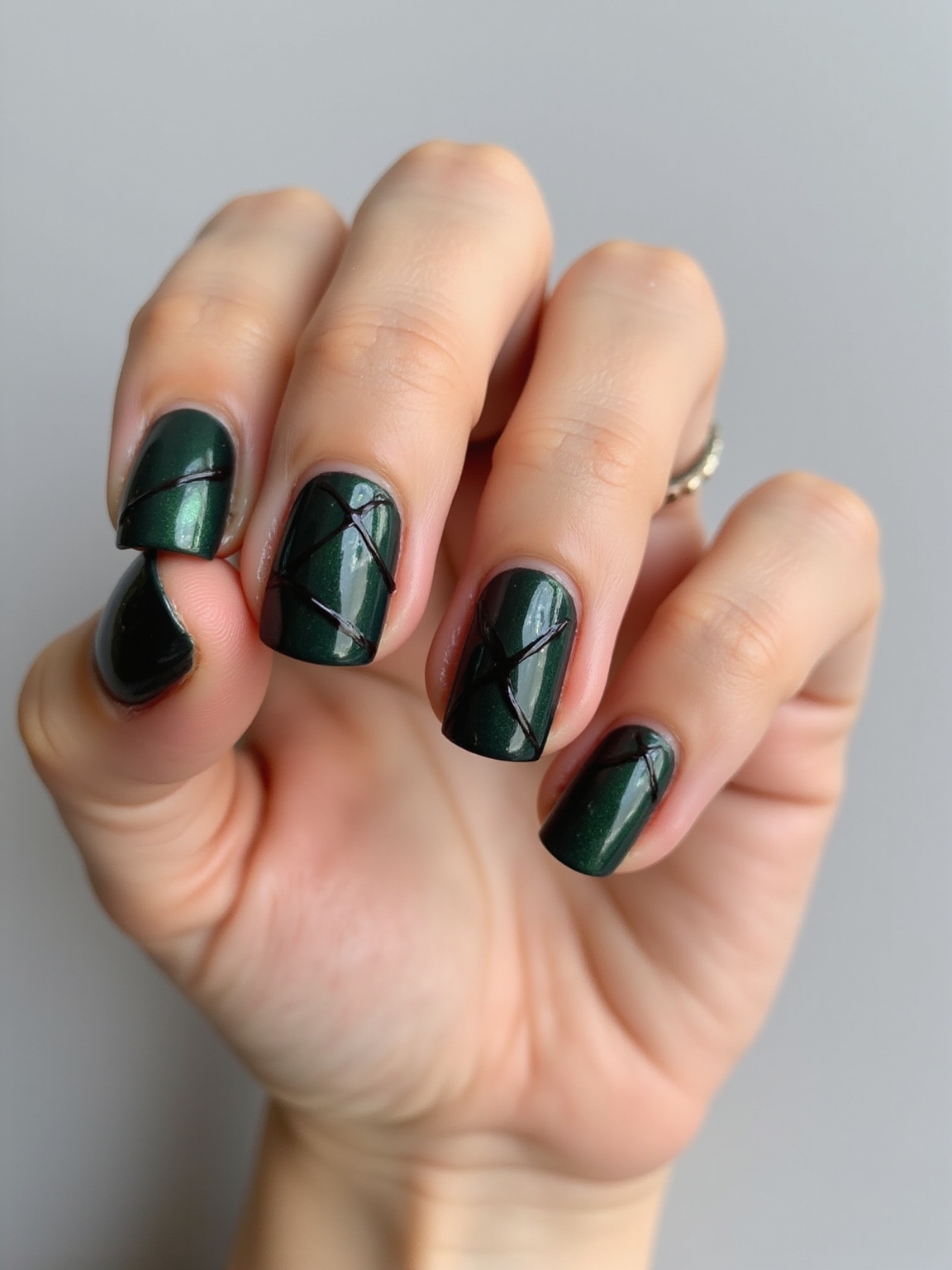 murky stitched glossy green seams