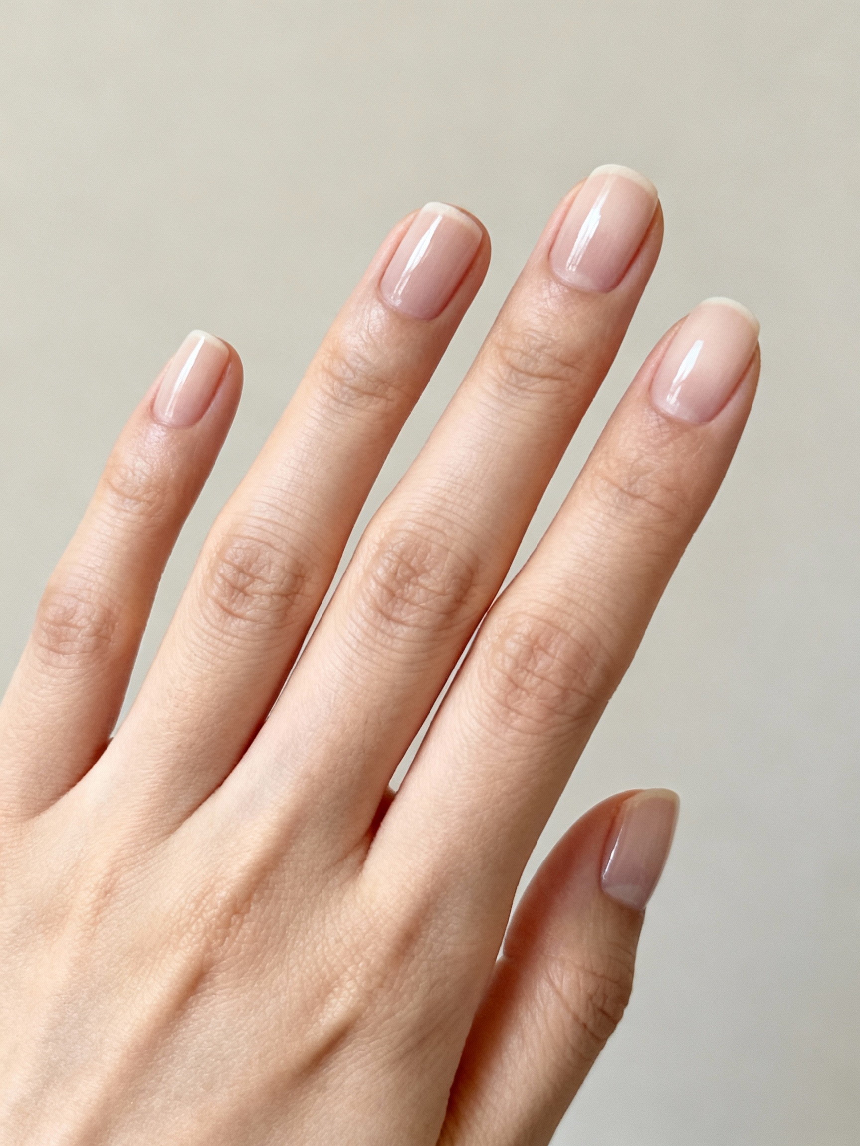 natural glassy buffed nails