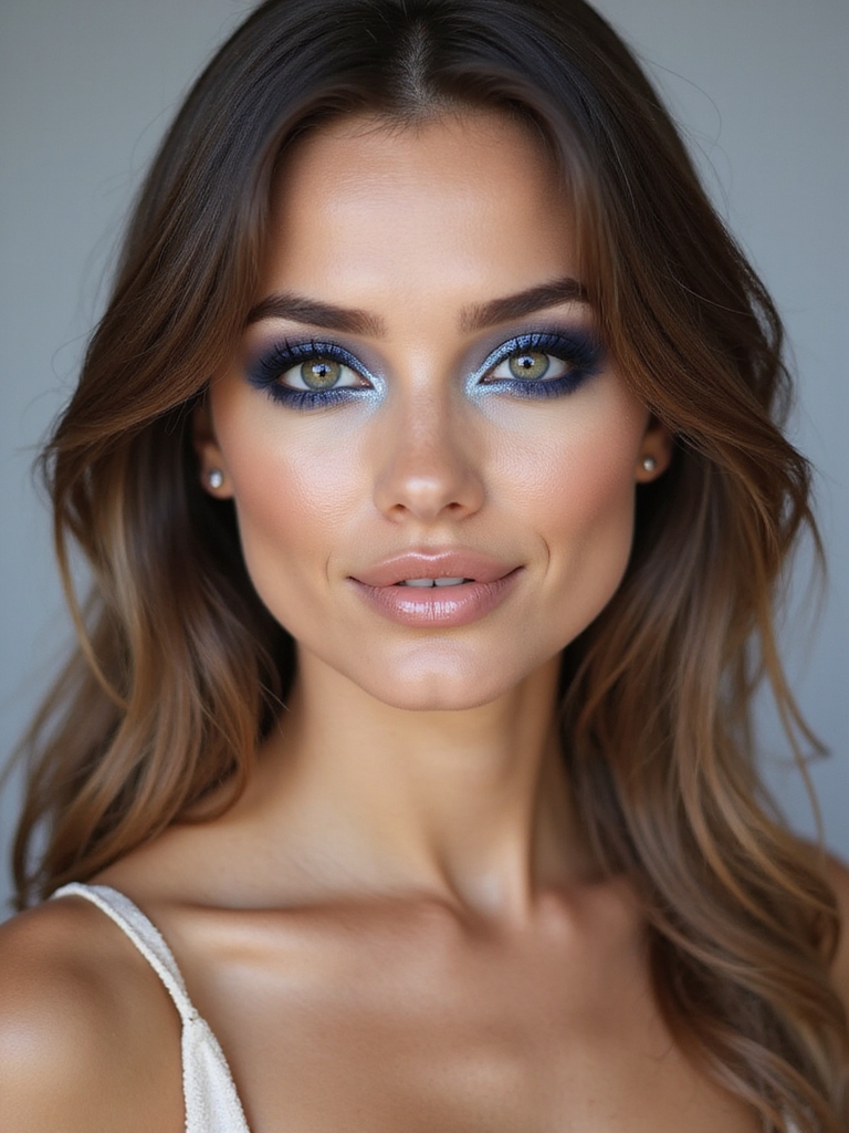 navy halo with shimmer