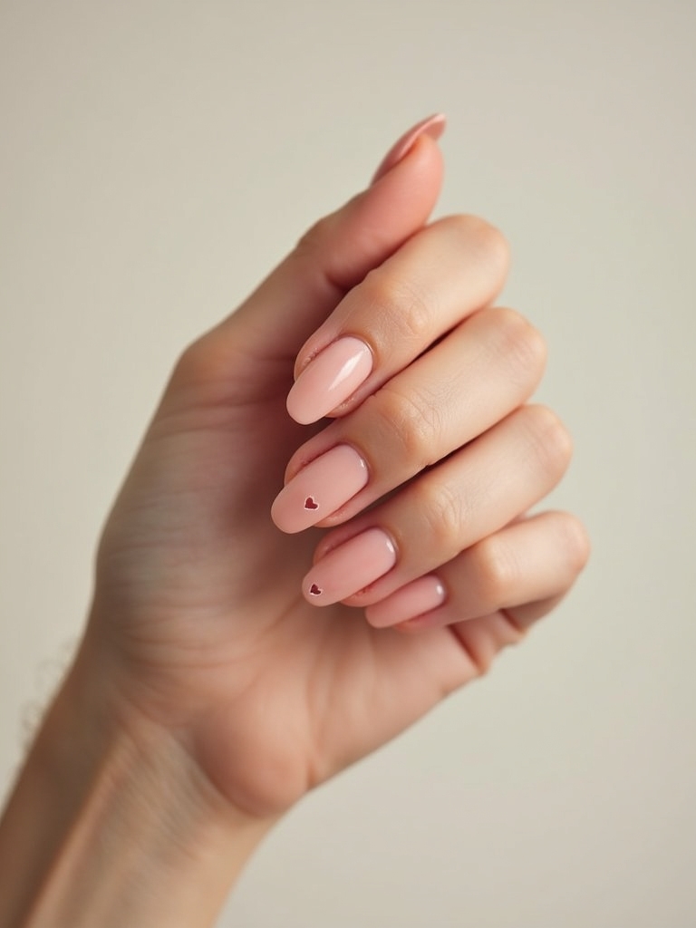 negative space crisp heart nails