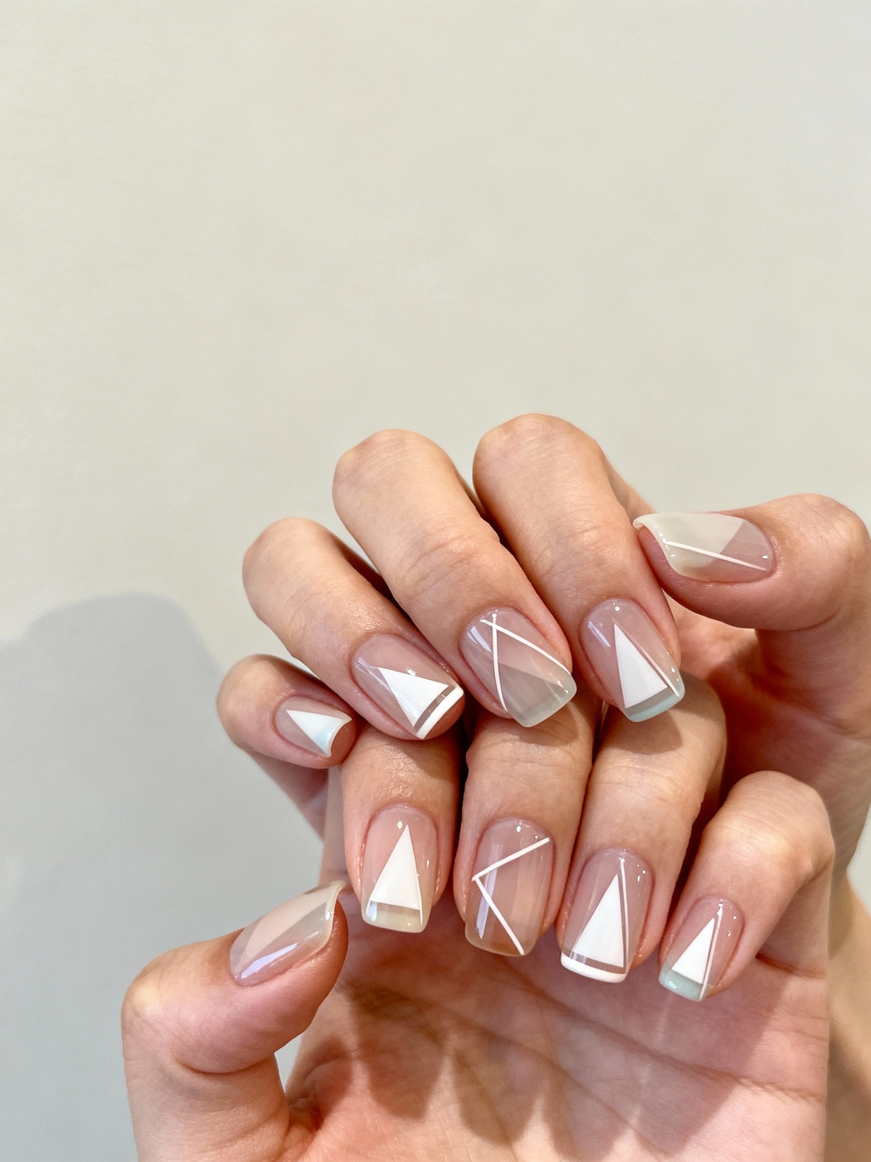 negative space geometric acrylic nails