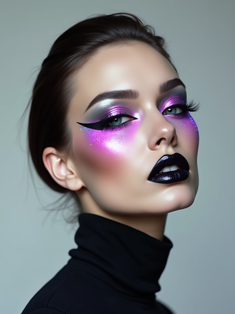 neon chrome futuristic makeup