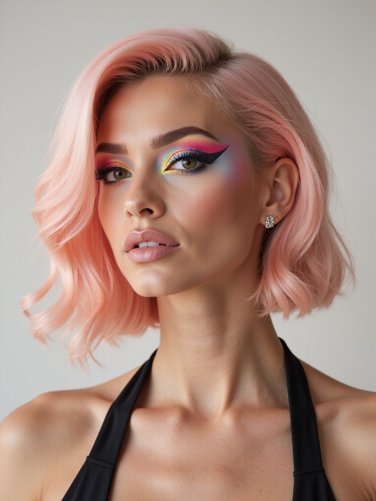 neon cut crease eye look